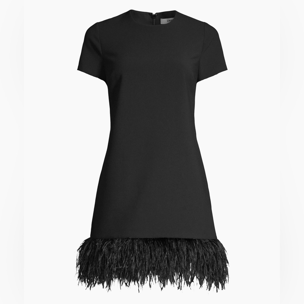 Likely Black Mini Dress with Feather Hem